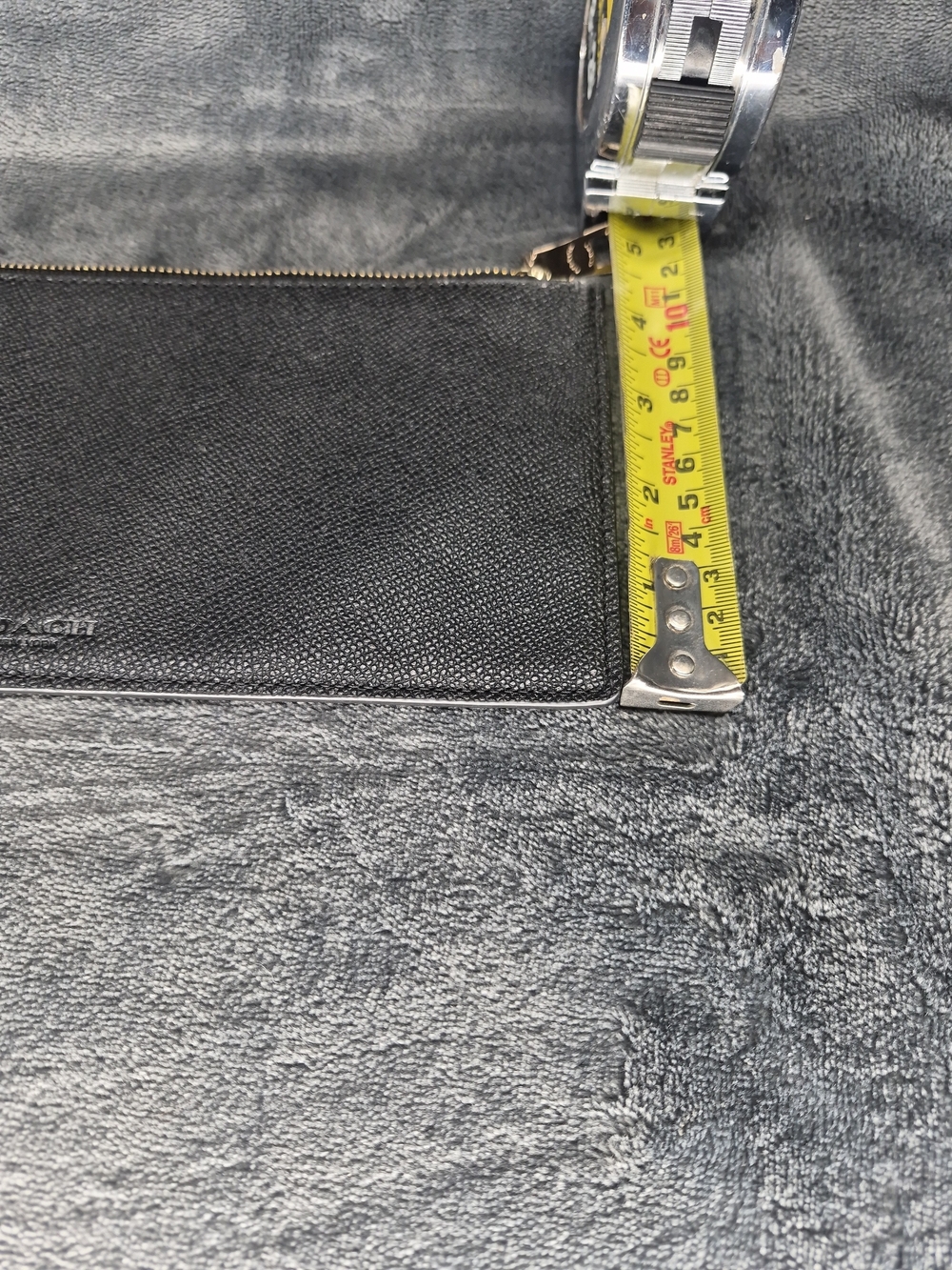 Coach Slim Leather Pouch Wallet Insert Zippered Crossgrain In Black - Picture 6 of 9
